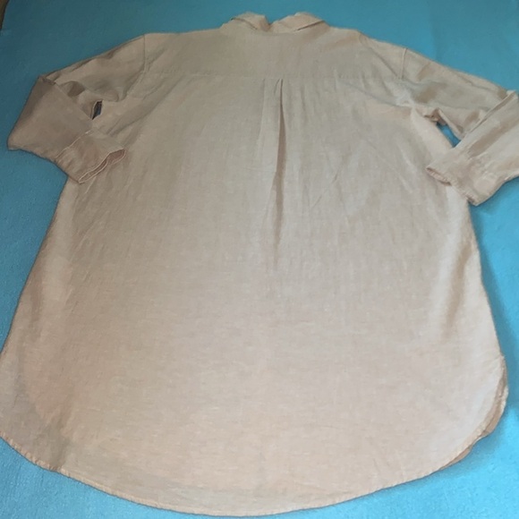 H&M linen blend shirt dress button up belted long sleeve rounded hem NEW size XL - Picture 5 of 13